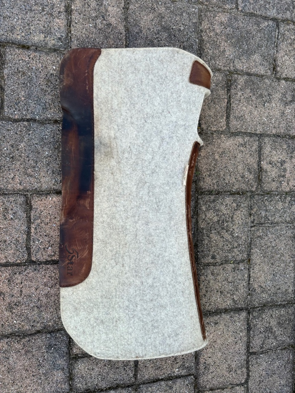 5 Star Performer pad / Brown and Gray Felt Saddle Pad with Leather Trim